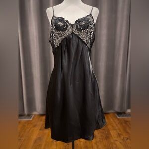 Vintage La Senza black satin chemise nightie
